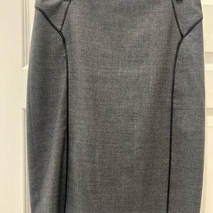 Club Monaco Gray Pencil Skirt with Black Leather Piping